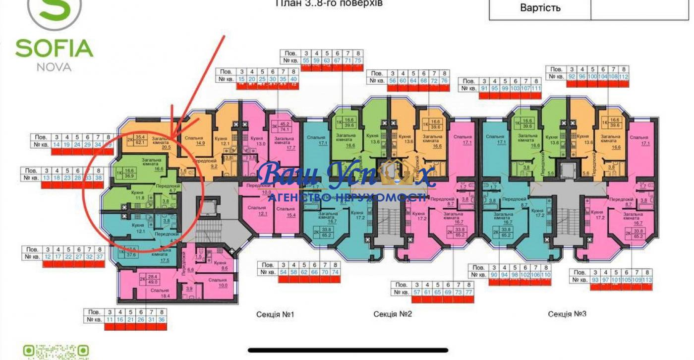 Продажа 1 ком в новом комплексе. ЖК Sofia Nova . Теремки